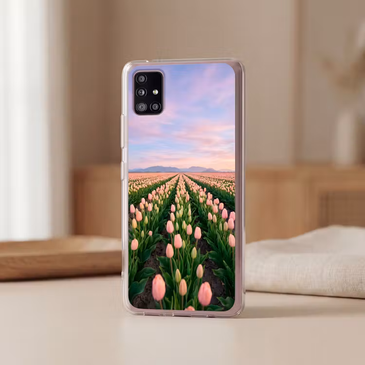 Tulpen - Landschap - Roze Telefoonhoesje Samsung Galaxy A51 5G klein -sfeer2
