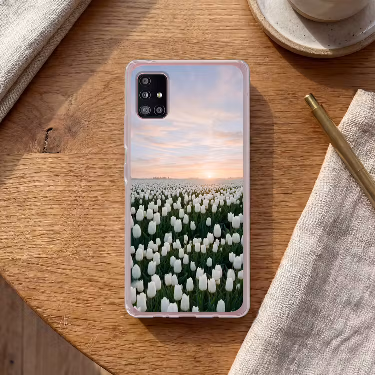 Tulpen - Landschap - Wit Telefoonhoesje Samsung Galaxy A51 5G klein -sfeer1