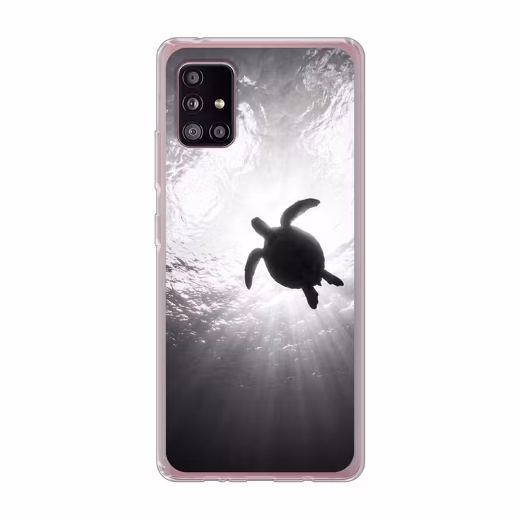 Schildpad - Onderwater - Lichtstralen - Oceaan - Zwart-wit Telefoonhoesje Samsung Galaxy A51 5G klein -3d