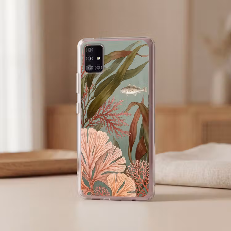 Onderwater - Planten - Vis - Vintage - Groen Telefoonhoesje Samsung Galaxy A51 5G klein -sfeer2