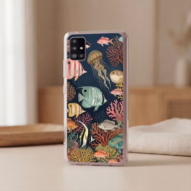 Onderwaterwereld - Vissen - Koraal - Illustratie - Kleurrijk Telefoonhoesje Samsung Galaxy A51 5G klein -sfeer2