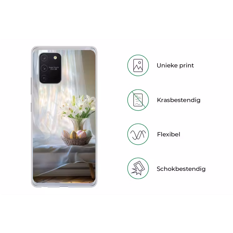 Vaas - Eieren - Bloemen Telefoonhoesje Samsung Galaxy S10 Lite klein -specsS10Lite
