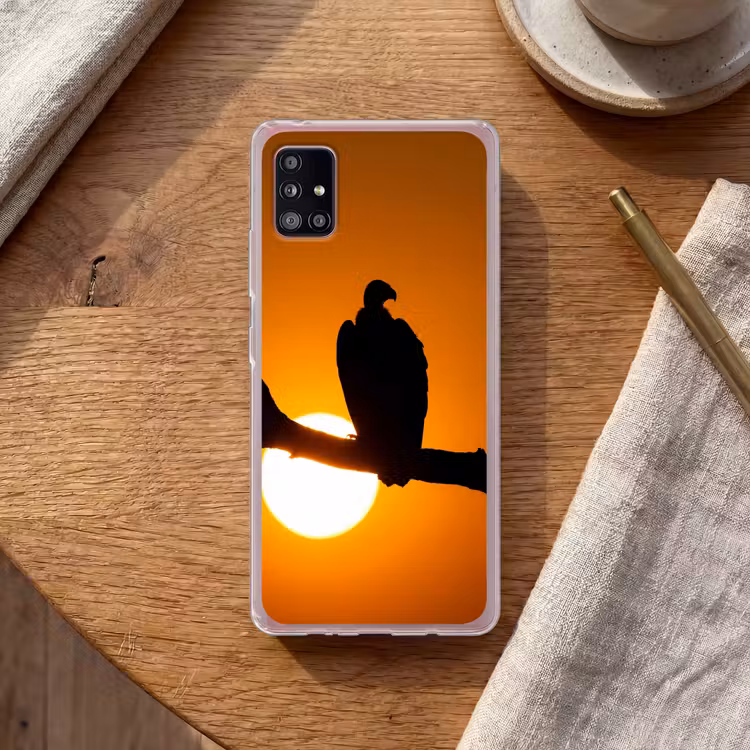 Gier - Tak - Zon - Oranje Telefoonhoesje Samsung Galaxy A51 5G klein -sfeer1