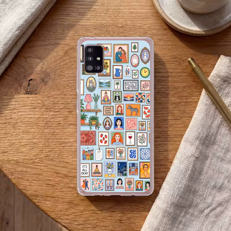 Wanddecoratie - Collectie - Huis - Illustratief - Kleurrijk Telefoonhoesje Samsung Galaxy A51 5G klein -sfeer1