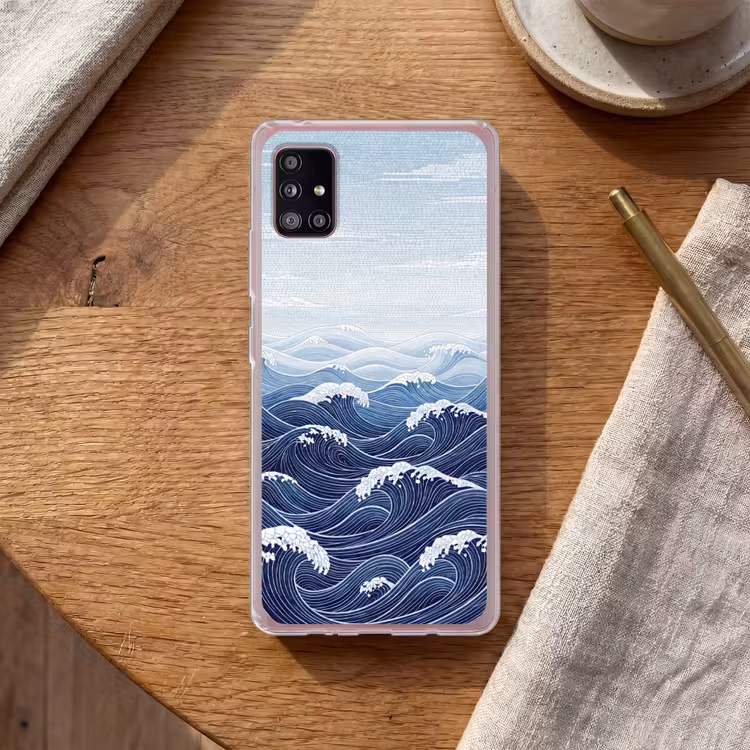 Water - Mozaïek - Landschap - Modern - Blauw Telefoonhoesje Samsung Galaxy A51 5G klein -sfeer1