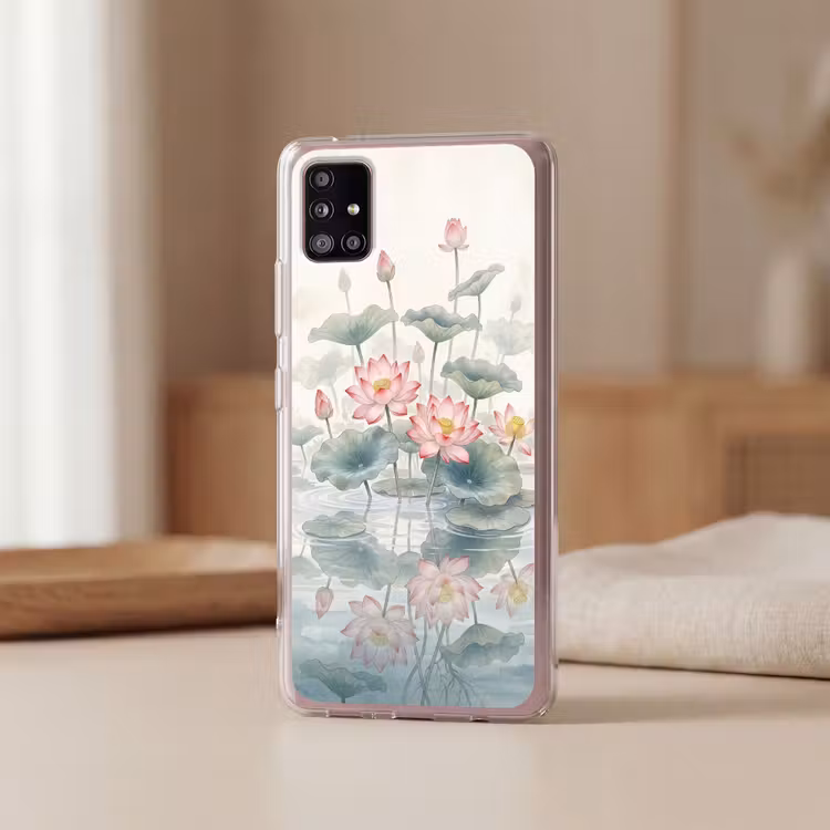 Aquarel - Lotusbloemen - Kleurrijk Telefoonhoesje Samsung Galaxy A51 5G klein -sfeer2