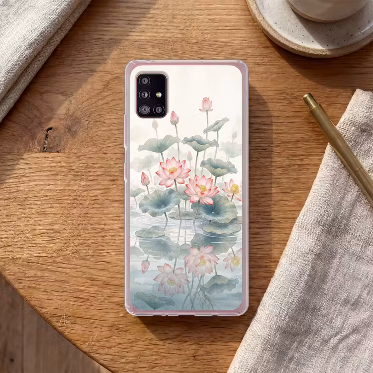 Aquarel - Lotusbloemen - Kleurrijk Telefoonhoesje Samsung Galaxy A51 5G klein -sfeer1