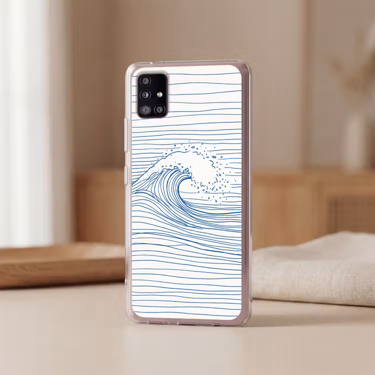 Golf - Brekende - Natuur - Minimalistisch - Blauw Telefoonhoesje Samsung Galaxy A51 5G klein -sfeer2