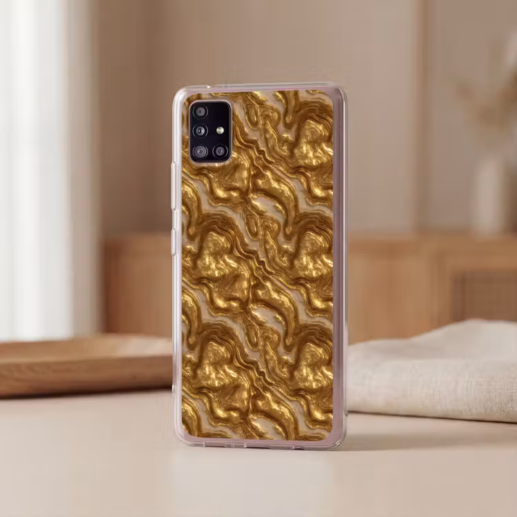 Golven - Organisch - Goud - Crème Telefoonhoesje Samsung Galaxy A51 5G klein 373 -sfeer2