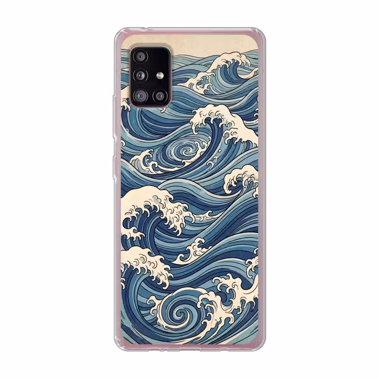 Golven - Zee - Natuur - Abstract - Blauw Telefoonhoesje Samsung Galaxy A51 5G klein -3d