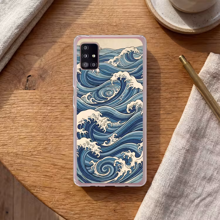 Golven - Zee - Natuur - Abstract - Blauw Telefoonhoesje Samsung Galaxy A51 5G klein -sfeer1