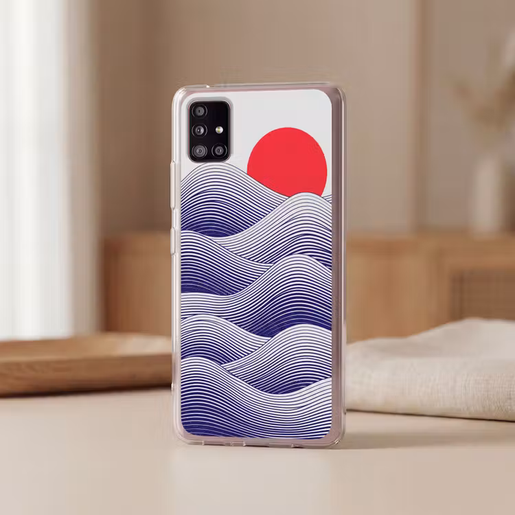 Golven - Zon - Natuur - Abstract - Rood Telefoonhoesje Samsung Galaxy A51 5G klein -sfeer2