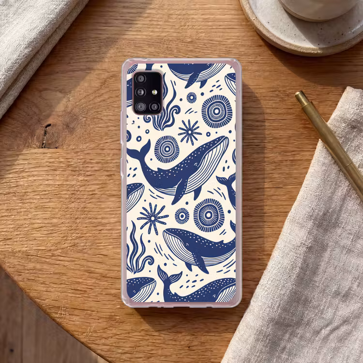 Walvis - Onderwater - Dieren - Abstract - Blauw Telefoonhoesje Samsung Galaxy A51 5G klein -sfeer1
