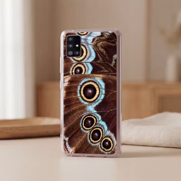 Vleugels - Vlinder - Blauw Telefoonhoesje Samsung Galaxy A51 5G klein -sfeer2