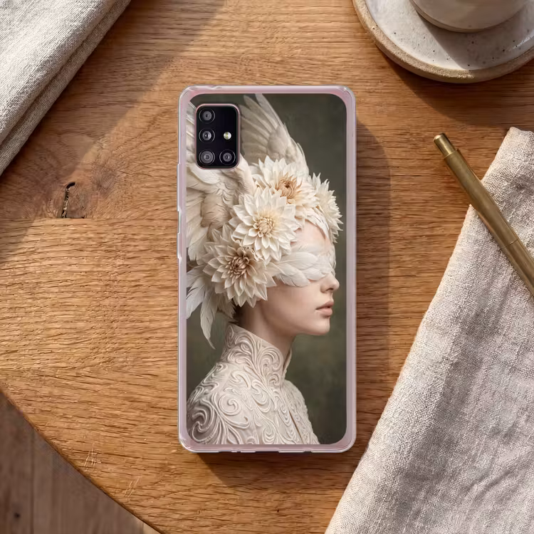 Vleugels - Vrouw - Wit Telefoonhoesje Samsung Galaxy A51 5G klein -sfeer1