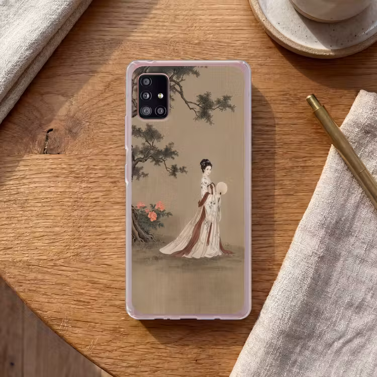Vrouw - Azië - Kunst - Beige Telefoonhoesje Samsung Galaxy A51 5G klein -sfeer1