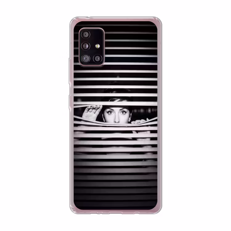 Vrouw - Jaloezieën - Portret - Zwart-wit Telefoonhoesje Samsung Galaxy A51 5G klein -3d