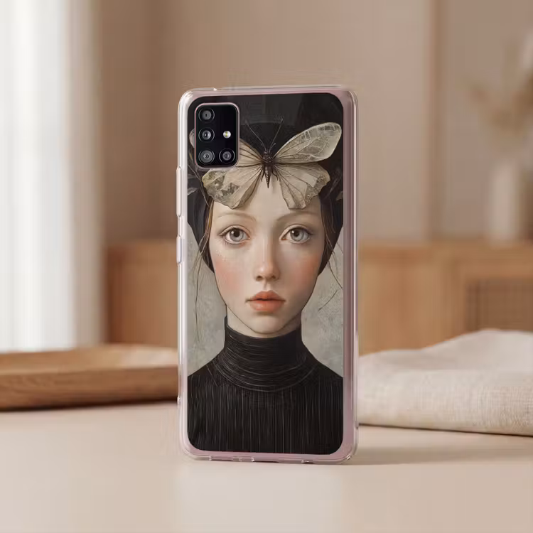 Woman - Butterfly - Art - Classic - Muted Telefoonhoesje Samsung Galaxy A51 5G klein -sfeer2