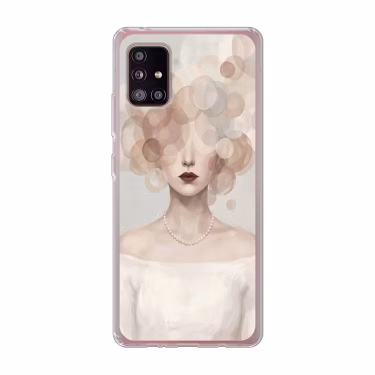 Vrouw - Cirkels - Beige Telefoonhoesje Samsung Galaxy A51 5G klein -3d