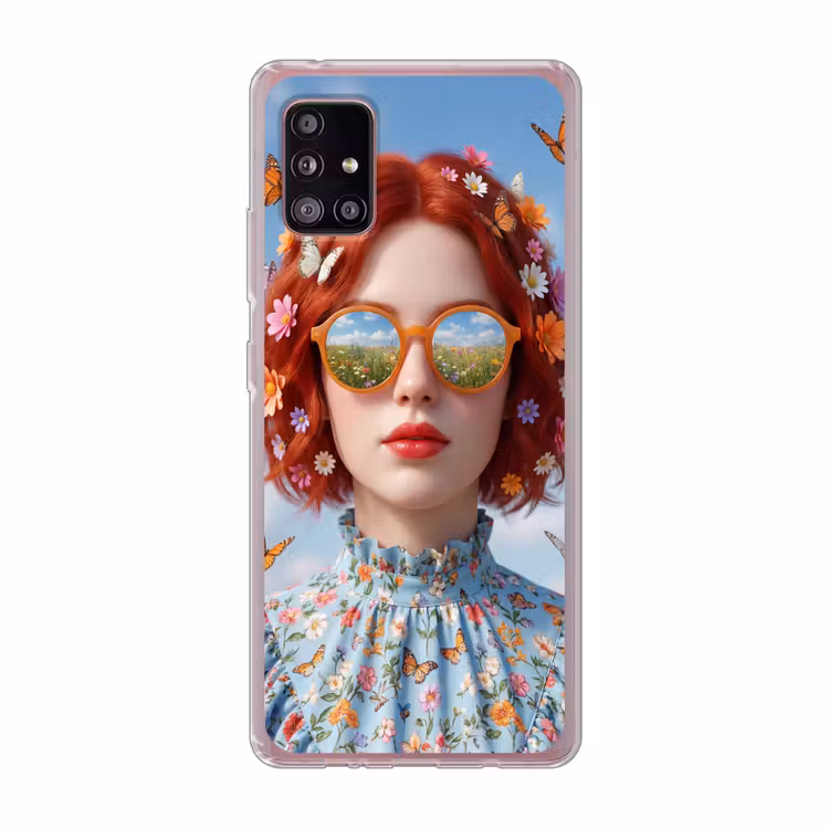 Vrouw - Bloemen - Zomer - Portret - Kleurrijk Telefoonhoesje Samsung Galaxy A51 5G klein -3d