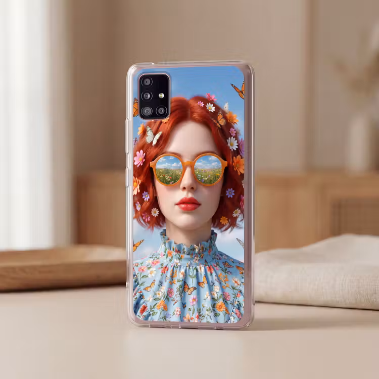 Vrouw - Bloemen - Zomer - Portret - Kleurrijk Telefoonhoesje Samsung Galaxy A51 5G klein -sfeer2