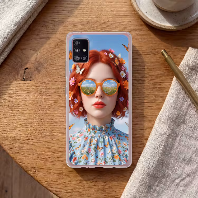 Vrouw - Bloemen - Zomer - Portret - Kleurrijk Telefoonhoesje Samsung Galaxy A51 5G klein -sfeer1