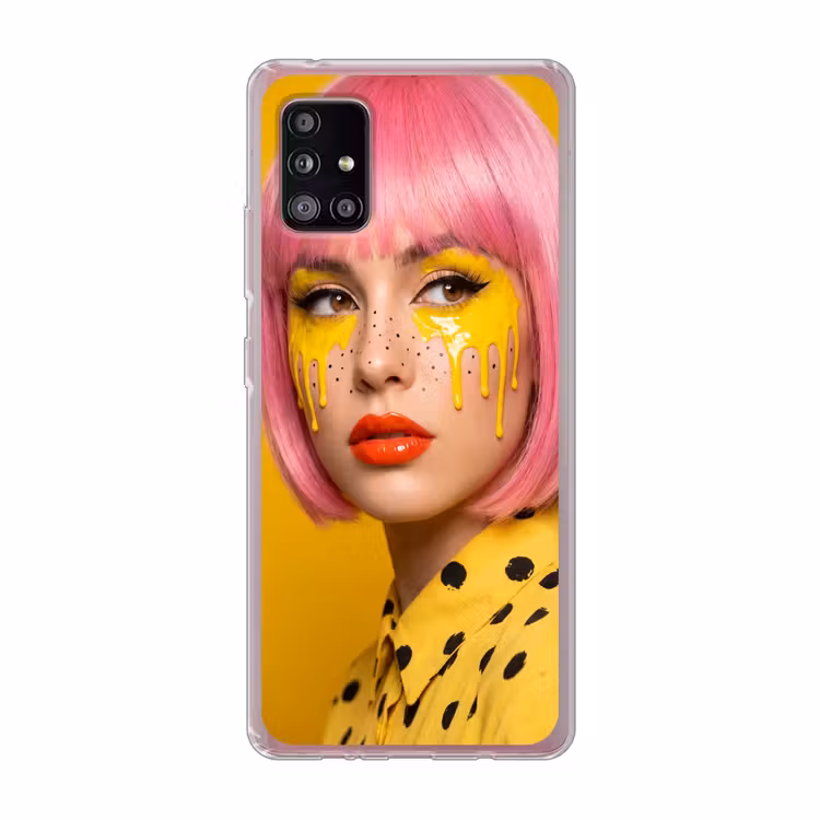 Vrouw - Portret - Abstract - Kleurrijk - Geel Telefoonhoesje Samsung Galaxy A51 5G klein -3d