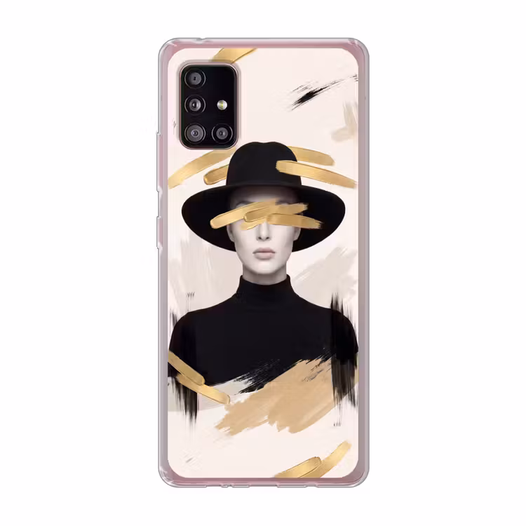 Vrouw - Portret - Modern - Goud - Kunst Telefoonhoesje Samsung Galaxy A51 5G klein -3d