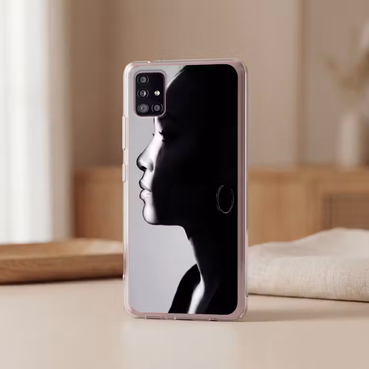 Vrouw - Profiel - Mensen - Zwart-wit Telefoonhoesje Samsung Galaxy A51 5G klein -sfeer2