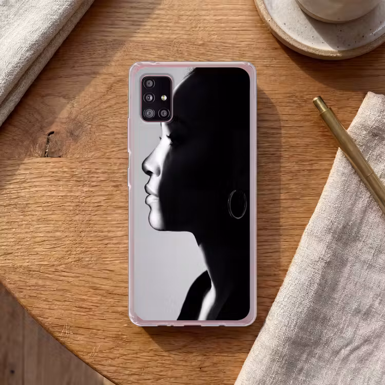 Vrouw - Profiel - Mensen - Zwart-wit Telefoonhoesje Samsung Galaxy A51 5G klein -sfeer1
