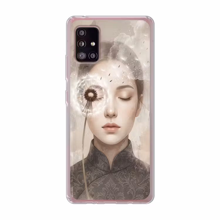 Vrouw - Sereen - Grijs Telefoonhoesje Samsung Galaxy A51 5G klein -3d