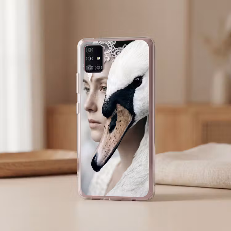 Vrouw - Zwaan - Wit Telefoonhoesje Samsung Galaxy A51 5G klein -sfeer2