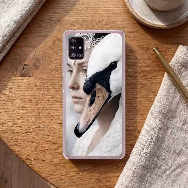 Vrouw - Zwaan - Wit Telefoonhoesje Samsung Galaxy A51 5G klein -sfeer1