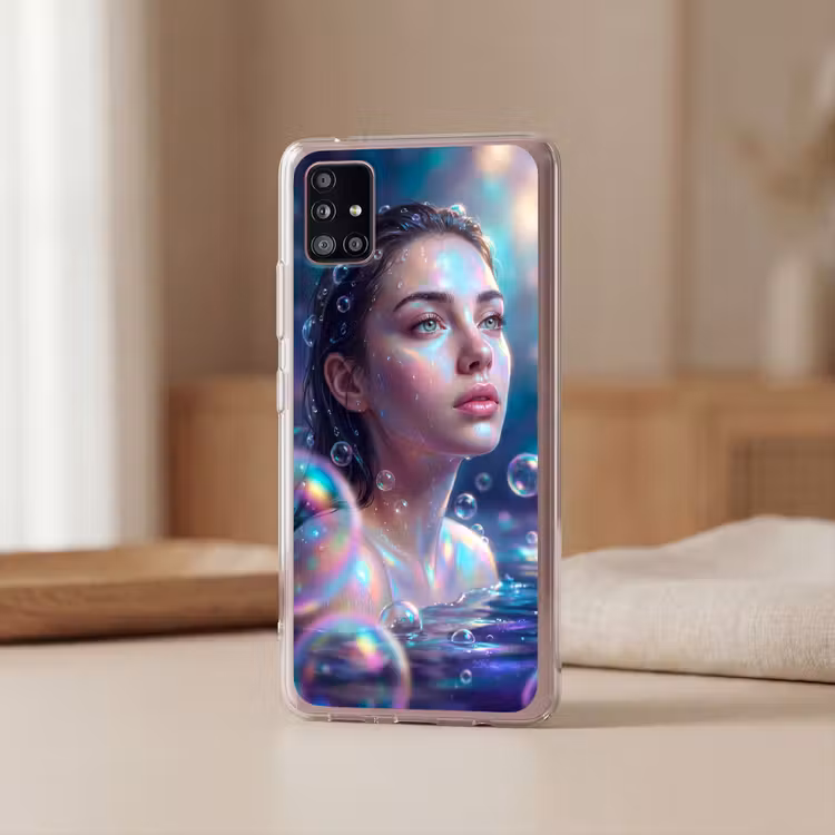Vrouw - Water - Portret - Kleurrijk - Modern Telefoonhoesje Samsung Galaxy A51 5G klein -sfeer2