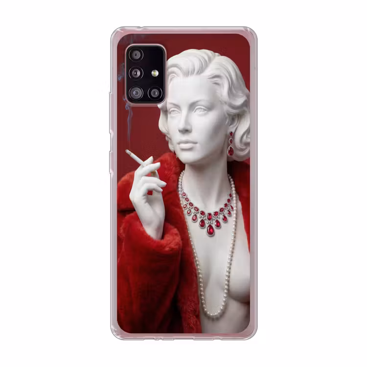 Vrouw - Bontjas - Mode - Klassiek - Rood Telefoonhoesje Samsung Galaxy A51 5G klein -3d