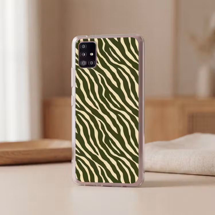 Zebra - Patroon - Groen Telefoonhoesje Samsung Galaxy A51 5G klein 373 -sfeer2