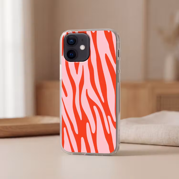Zebraprint - Roze - Rood - Dierenprint Telefoonhoesje iPhone 12 Mini klein -sfeer2