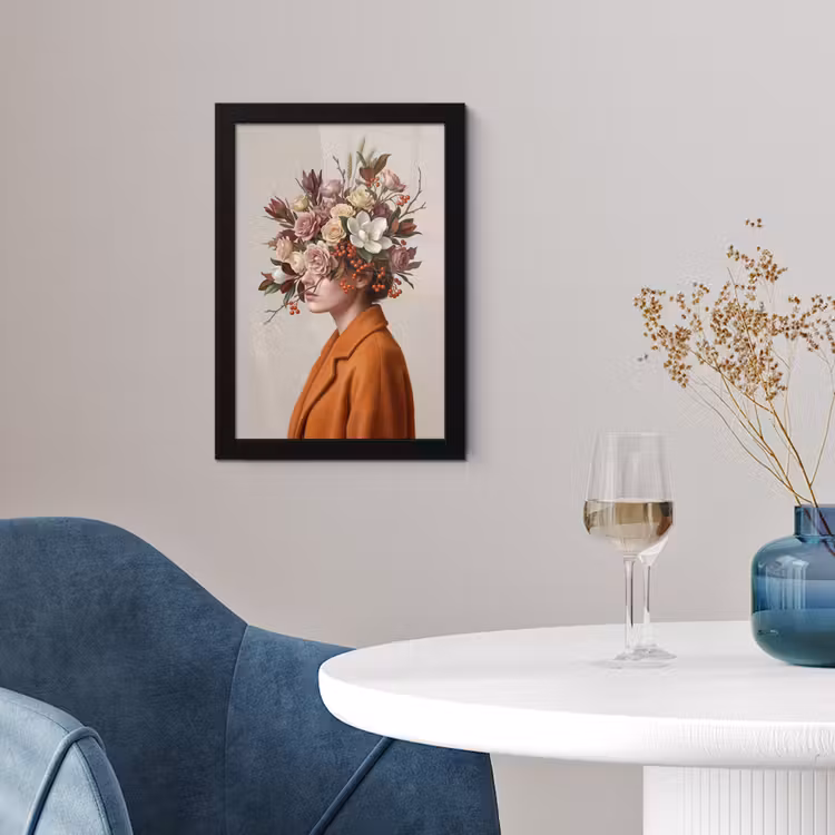 Gezicht - Boeket - Kleurrijk fotolijst zwart zonder passe partout klein -sfeer4