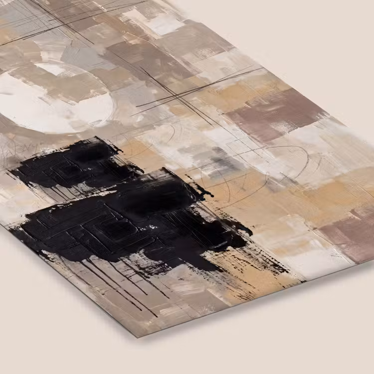 Abstract - Cirkel - Modern - Beige - Zwart - Minimalistisch fotolijst zwart zonder passe partout klein -zsfeer6