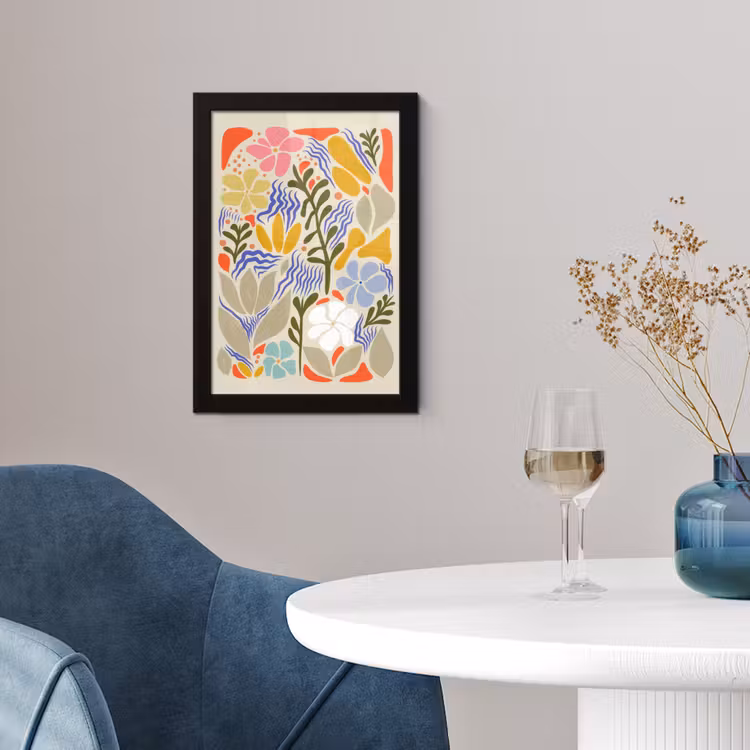 Abstract - Bloemen - Bladeren fotolijst zwart zonder passe partout klein -sfeer4