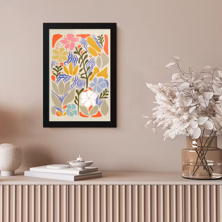 Abstract - Bloemen - Bladeren fotolijst zwart zonder passe partout klein -sfeer5