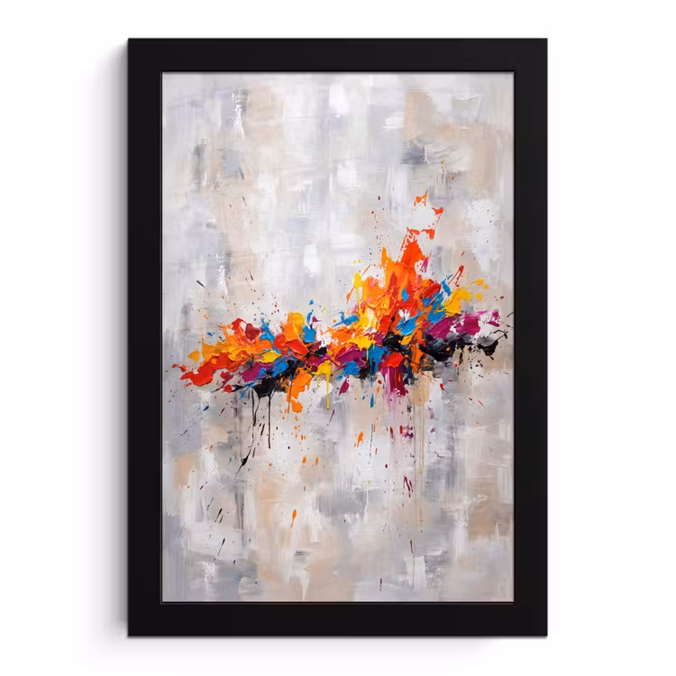 Abstract - Schilderij - Kleurrijk - Dynamisch fotolijst zwart zonder passe partout klein -3d