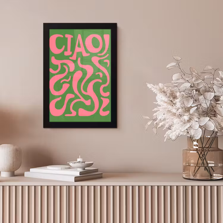 Abstract - Roze - Ciao - Vormen fotolijst zwart zonder passe partout klein -sfeer5