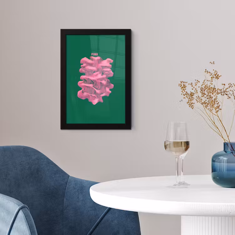 Abstract - Pink - Lijnen - Groen fotolijst zwart zonder passe partout klein -sfeer4