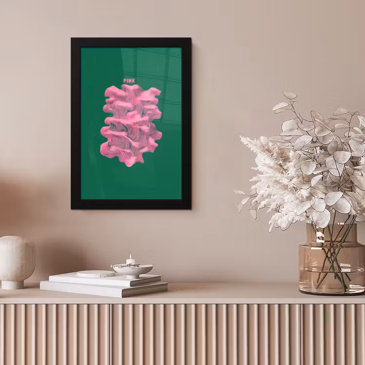 Abstract - Pink - Lijnen - Groen fotolijst zwart zonder passe partout klein -sfeer5