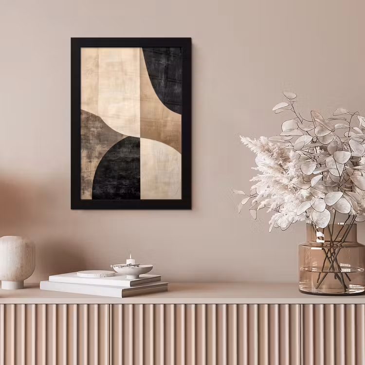 Abstract - Vlakken - Zwart - Rond fotolijst zwart zonder passe partout klein -sfeer5