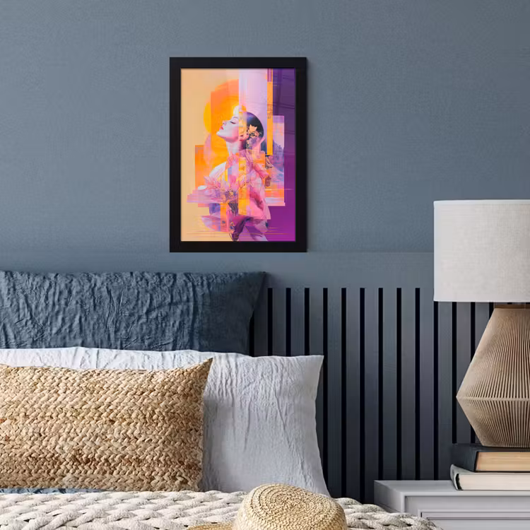 Abstract - Portret - Vrouw - Kleurrijk fotolijst zwart zonder passe partout klein -sfeer3