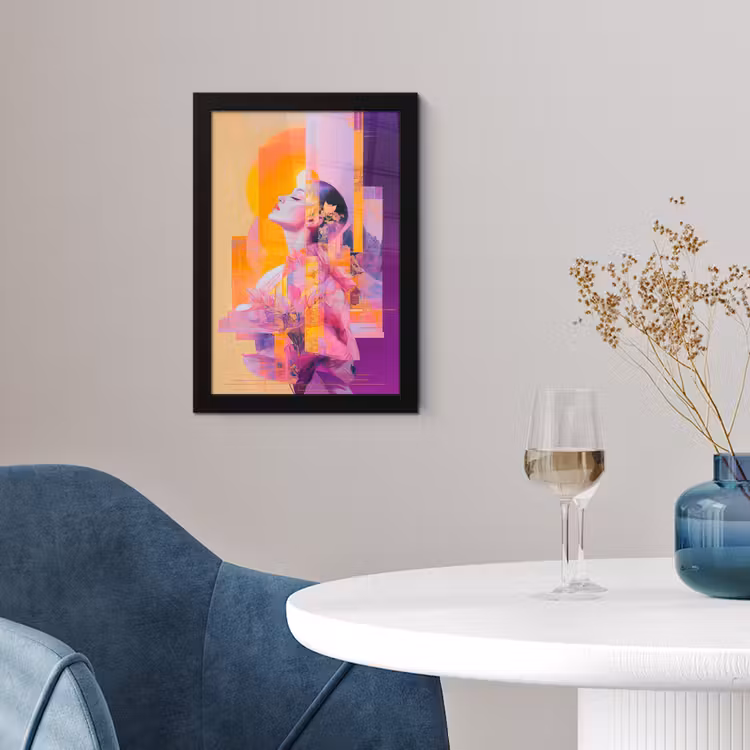 Abstract - Portret - Vrouw - Kleurrijk fotolijst zwart zonder passe partout klein -sfeer4