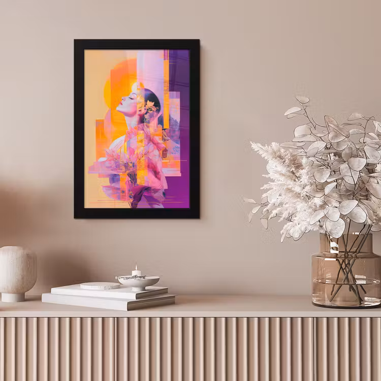 Abstract - Portret - Vrouw - Kleurrijk fotolijst zwart zonder passe partout klein -sfeer5