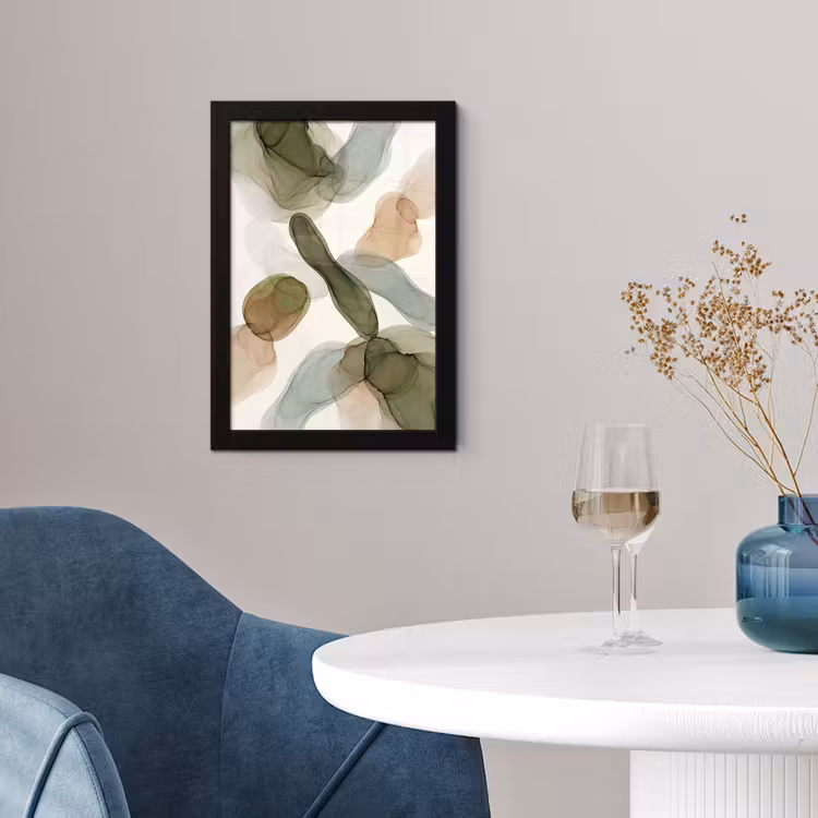 Abstract - Vormen - Modern - Kunst - Groen - Bruin fotolijst zwart zonder passe partout klein -sfeer4